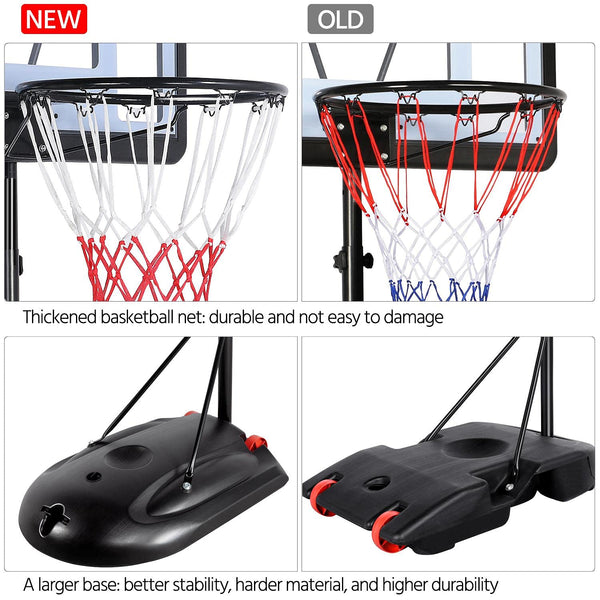 Yaheetech Outdoor Adjustable Basketball Stand, Portable Basketball Hoop Net System on Wheels