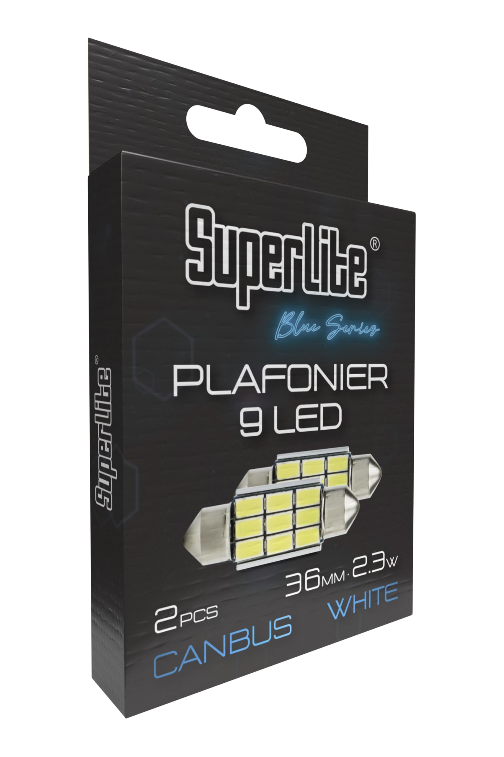 Superlite Set of 2 T10 Bulbs with 18 Leds from the Blue Series range. CanBus Technology and 6500K Colour Temperature. Ideal for Car and Truck.