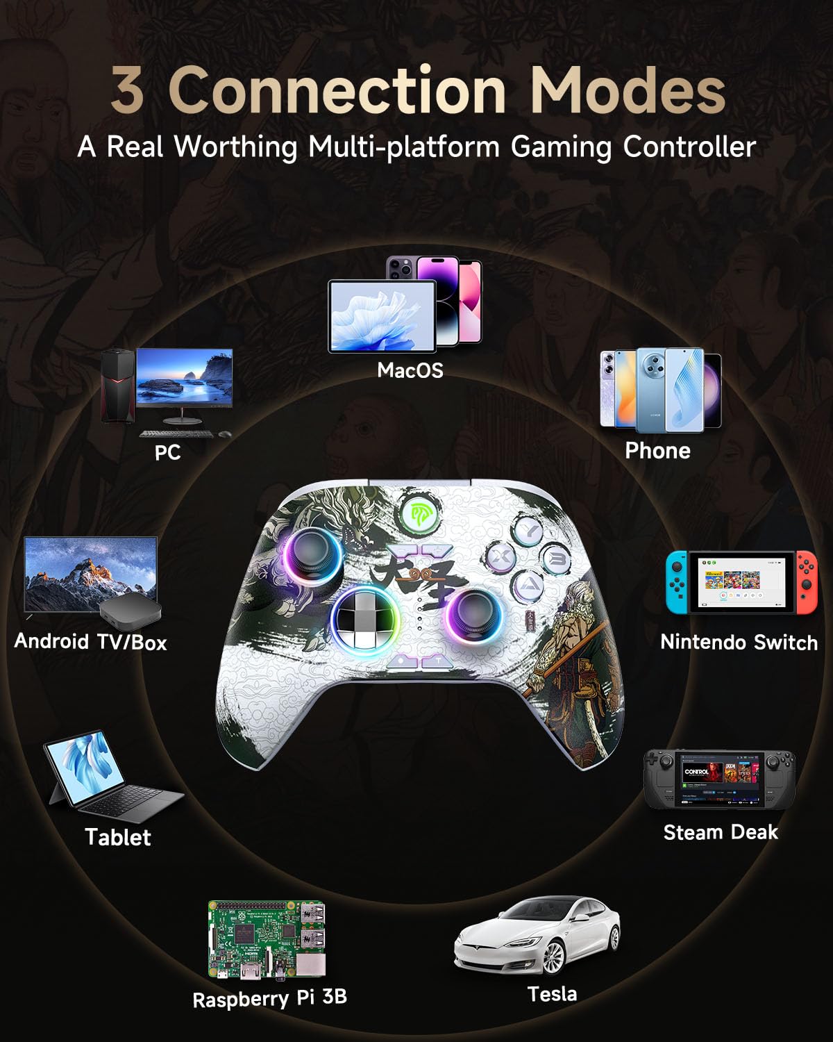 EasySMX X15 Wireless PC Controller with Hall Triggers, Hall Joysticks, Enhanced Bluetooth Game Controller,No Drift No Deadzone effect, Compatible with Windows PC, Android, Steam and Switch