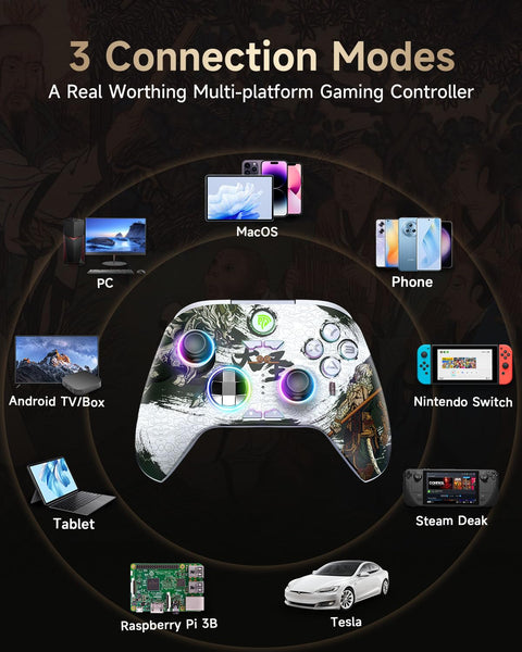 EasySMX X15 Wireless PC Controller with Hall Triggers, Hall Joysticks, Enhanced Bluetooth Game Controller,No Drift No Deadzone effect, Compatible with Windows PC, Android, Steam and Switch