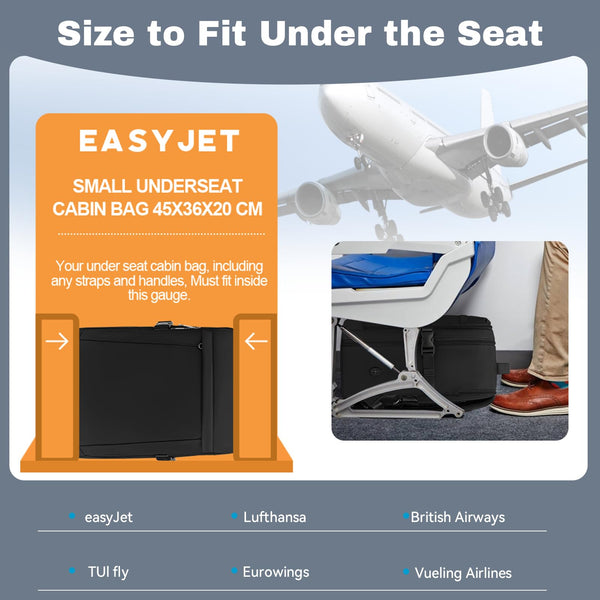 Xkdoai for Ryanair Cabin Bags 40x20x25, Travel Backpack Underseat Hand Luggage Carry-ons Airplanes Flight Bag Suitcases for Men Women