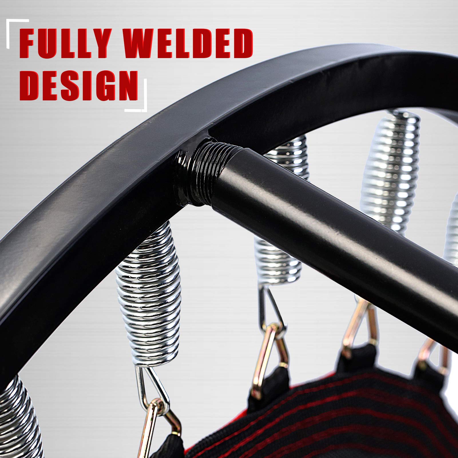 Kanchimi Folding Mini Fitness Indoor Exercise Workout Rebounder Trampoline with Handle, Max Load 150KG(Black Blue)