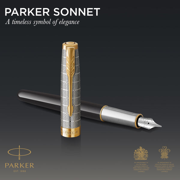 Parker Sonnet Ballpoint Pen | Stainless Steel with Gold Trim | Medium Point | Handwriting Pens & Stationery Supplies | Black Ink | Gift Box