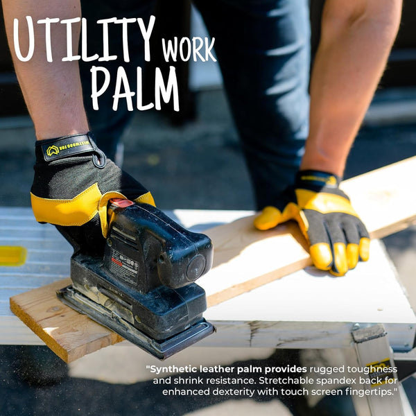 WESTWOOD FOX Gardening Working Gloves Garden Thorn Proof Flexible Heavy Duty Leather Mechanic Utility Dexterity Breathable Construction Gloves for Work Mens Women (Metallic Orange, L)