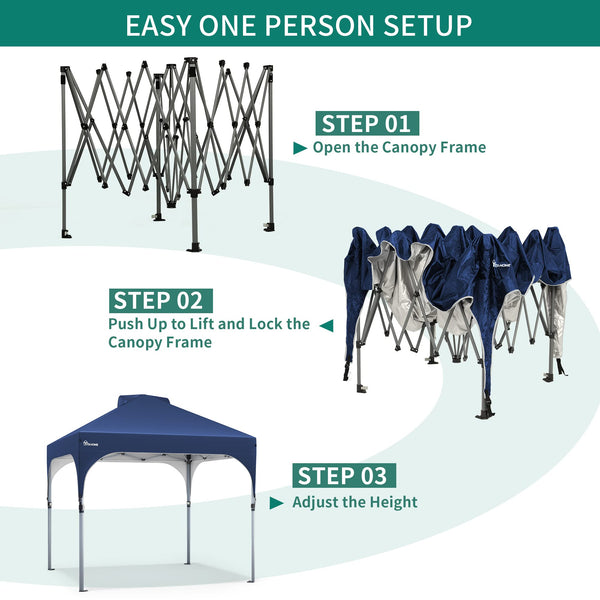 YITAHOME 2.5x2.5M Instant Heavy Duty Pop Up Gazebo, Waterproof Folding Garden Camping Party Tent Canopy Marquee with Roller Bag for Patio Markets Beach