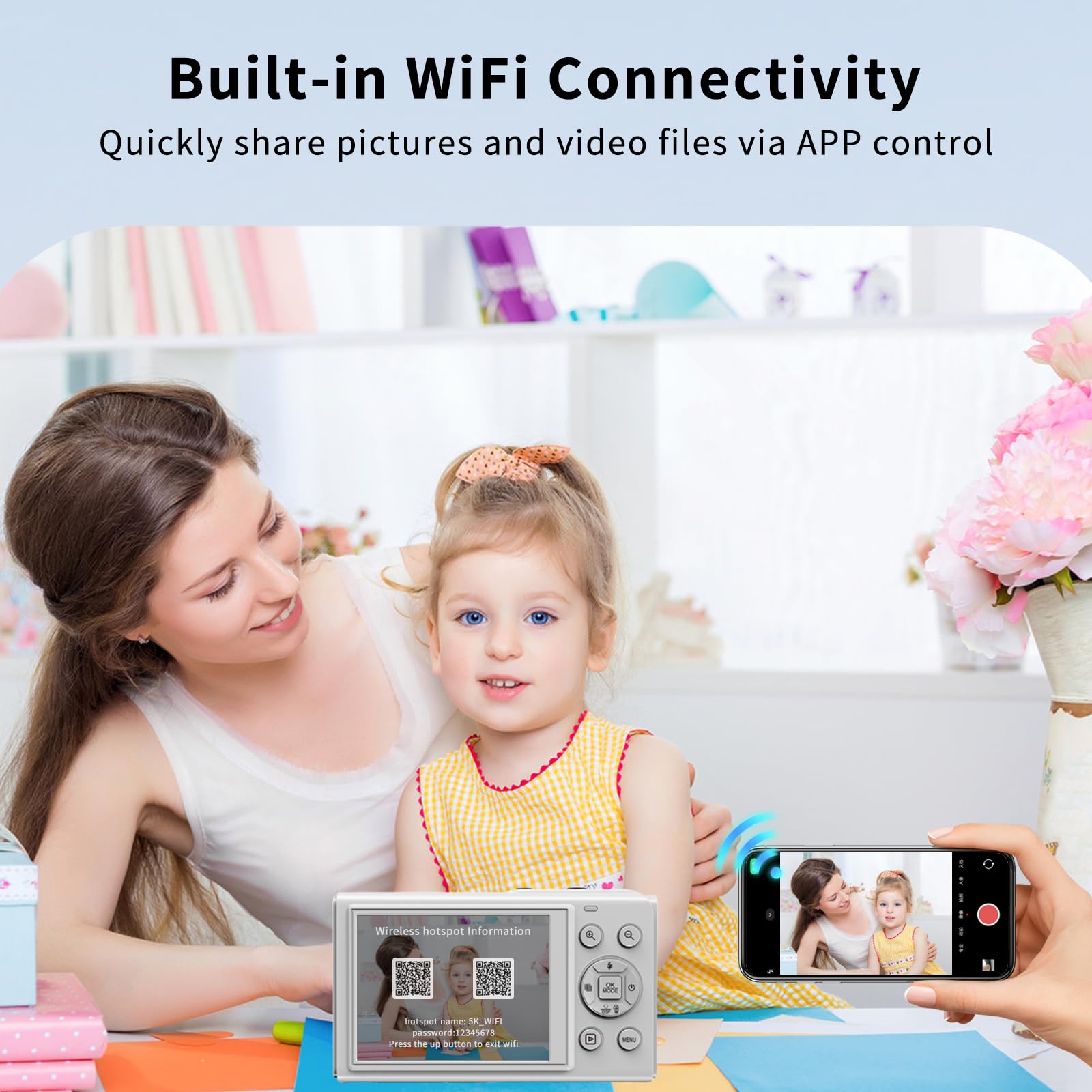 Digital Camera,4K 64MP Cameras for Photography with Beauty Light 180°flip Screen Compact Vlogging photo Camera, 18 Digital Zoom, Adjustable Flashlight