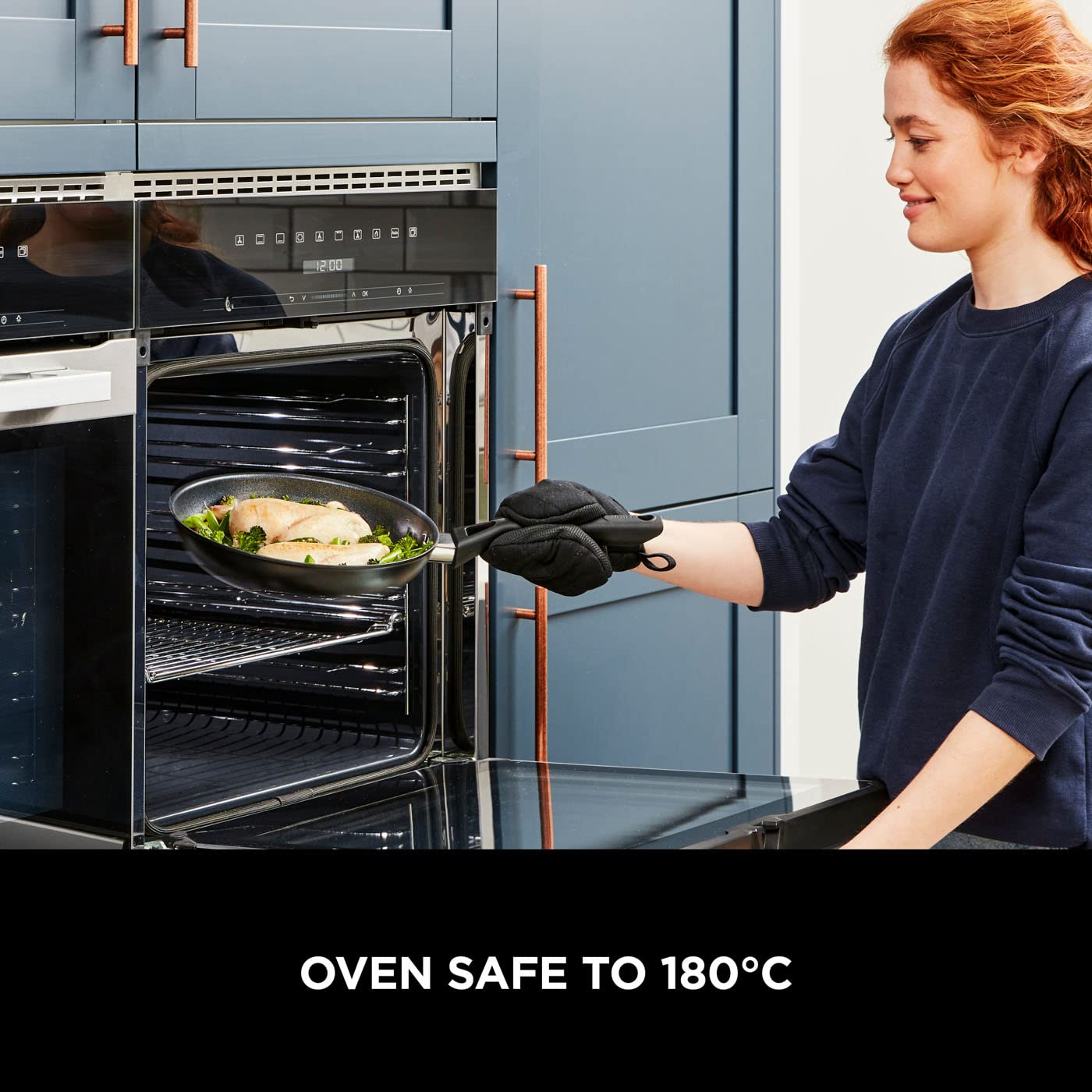 Ninja ZEROSTICK Classic 5-Piece Pan Set [CW55000UK] Aluminium Cookware, Induction Compatible, Dishwasher Safe, Oven Safe to 180°C, Glass Lids, Black