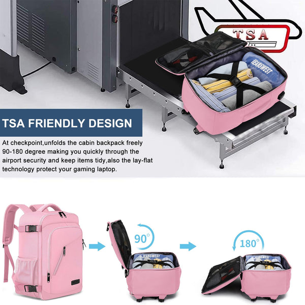 Cabin Bags 40x20x25 for Ryanair Underseat 20L Small Travel Hand Luggage Backpack Carry-ons Bag Cabin Size for Airplanes Flight Bag Travel Rucksack Fit 14 Inch Laptop with USB Charging Port-Black