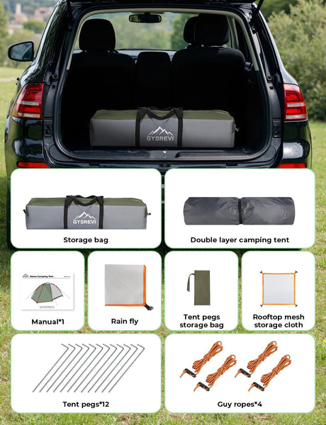 Gysrevi Camping Tent, 3 Man Instant Pop Up Tent Waterproof, Large Double Layer Automatic Dome Tent, Outdoor Backpacking Tents for Camping