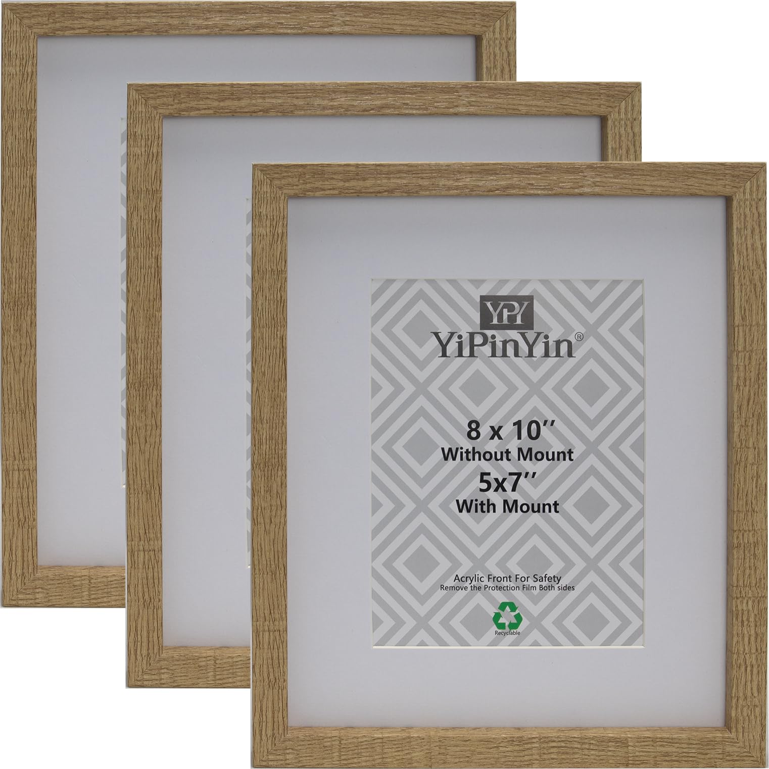 Black 50x70cm Boxed Picture Frames Set of 3 with Mounts for 40x60cm, 70x50cm poster frame with Acid Free mount for 40x60cm photo (Black 3Pack)