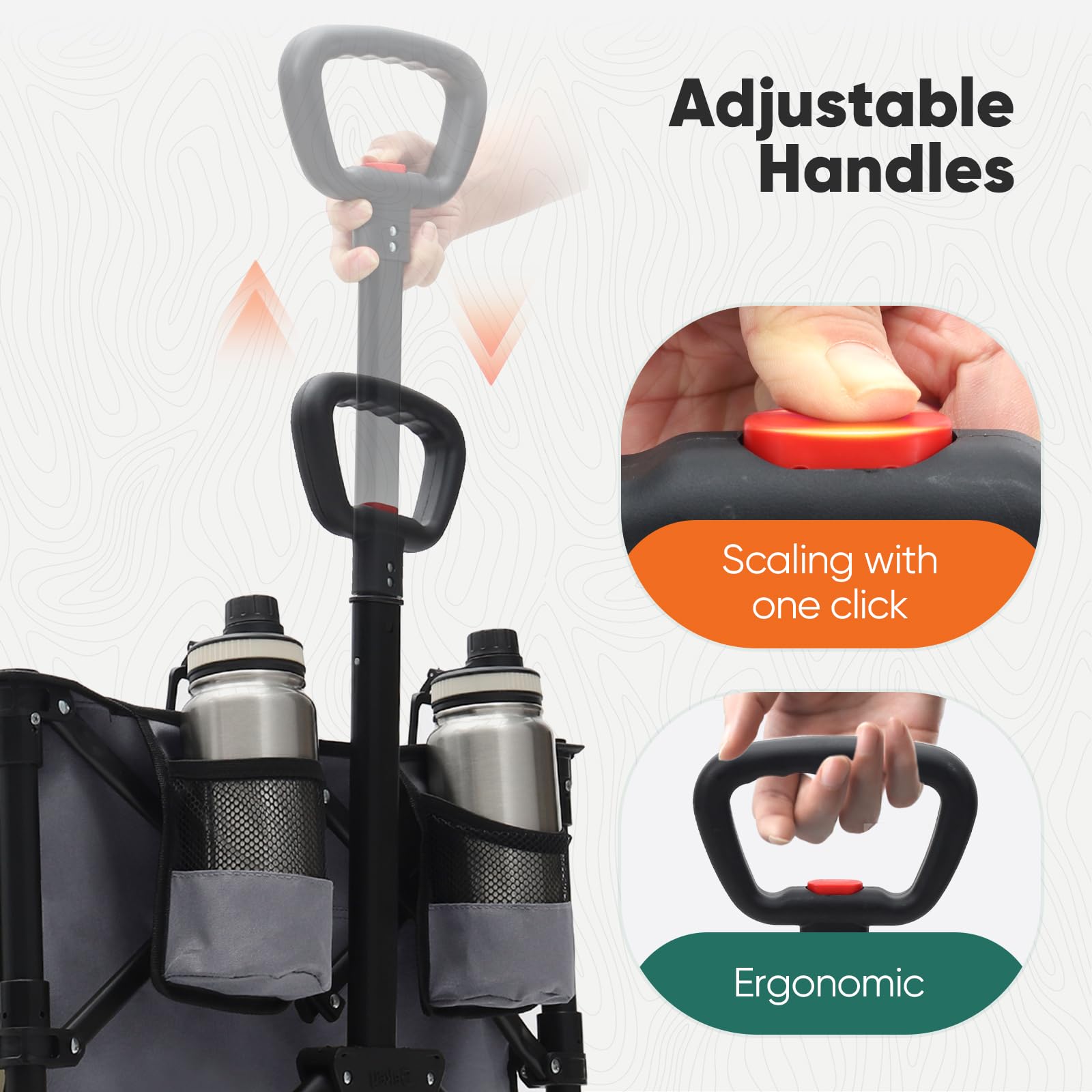 Sekey 332L Folding Festival Trolley with Expandable Tailgate, Patented Design Beach Cart - Diamond Collapsible, Wide All-Terrain Wheels, Brake, 350LB Load Capacity Heavy Duty Wagon for Camping, Black