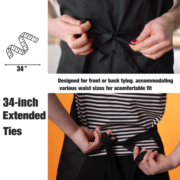 NOBONDO Cooking Apron, 12 Pack Unisex White Aprons with 2 Spacious Pockets, Machine Washable for Kitchen, Crafts, BBQ, Drawing