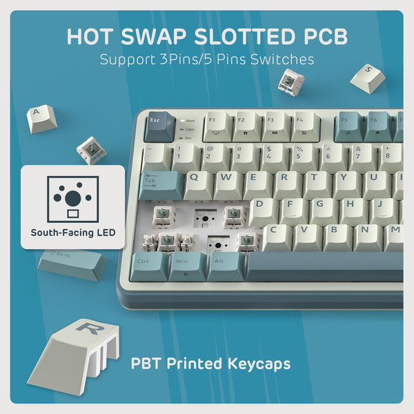 RK ROYAL KLUDGE S98 Mechanical Keyboard w/Smart Display & Knob, Top Mount 96% Wireless Mechanical Keyboard BT/2.4G/USB-C, Hot Swappable, Software Support, Massive Battery, 98 Keys