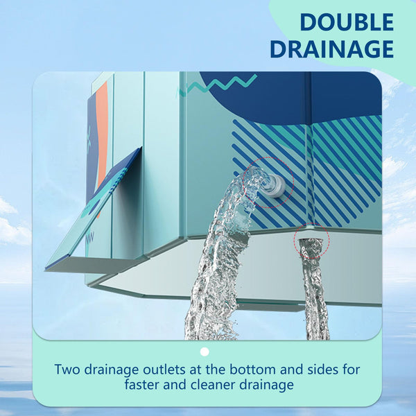 Foldable Non-Inflatable Pool – 2.23m Heavy-Duty PVC Bathing Pool, Large Garden Pool with Quick Drain Valve & Anti-Slip Design, Includes Repair Patch – Blue