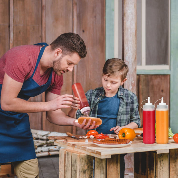 32oz Sauce Bottle, Happybase 10 Pack 1000ml Squeeze Bottle, Plastic Squeezy Sauce Bottles for Condiments Ketchup Syrup BBQ Sauce Mustard Salad