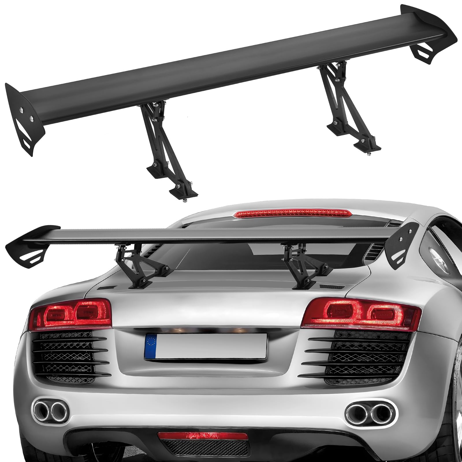VEVOR GT Wing Car Spoiler, 43.3 inch Universal Spoiler with Single Deck, Adjustable Lightweight Aluminum, Car Rear Spoiler Wing, Racing Spoiler BGW/JDM Drift Black