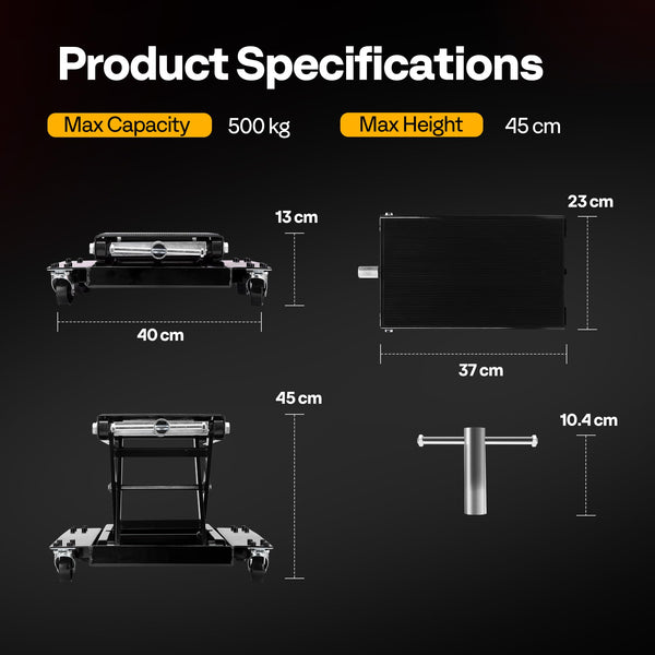 VIVOHOME Motorcycle Scissor Lift Jack Height Adjustable Heavy Duty Steel with Anti Slip Wide Deck Hoist Crank Center Stand 500KG Capacity for Motorcycles, ATVs, Dirt Bikes