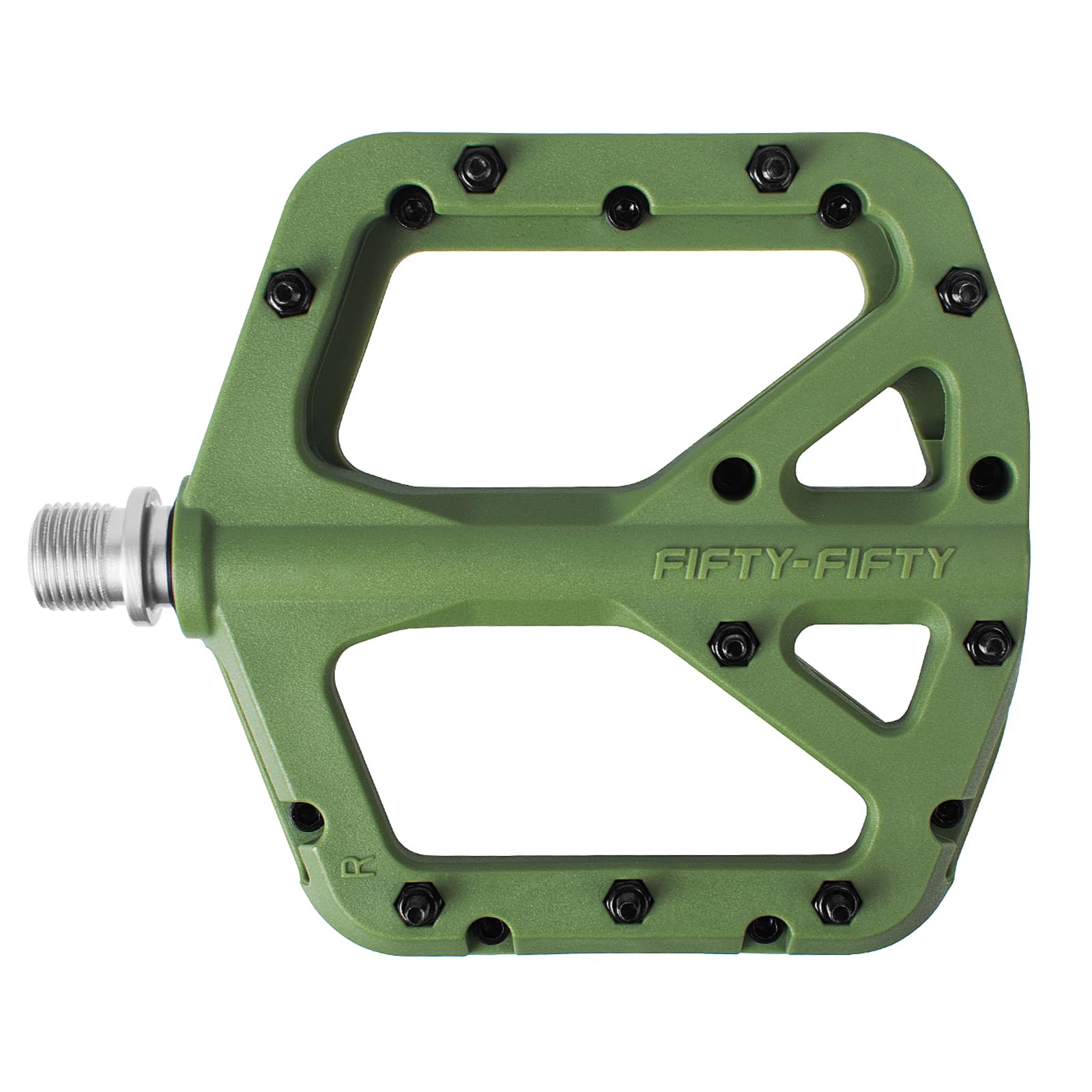 FIFTY-FIFTY Mountain Bike Pedals, Non-Slip MTB Nylon Composite, 9/16" Bicycle Pedals, Lightweight and Wide Flat Platform (Olive Green)