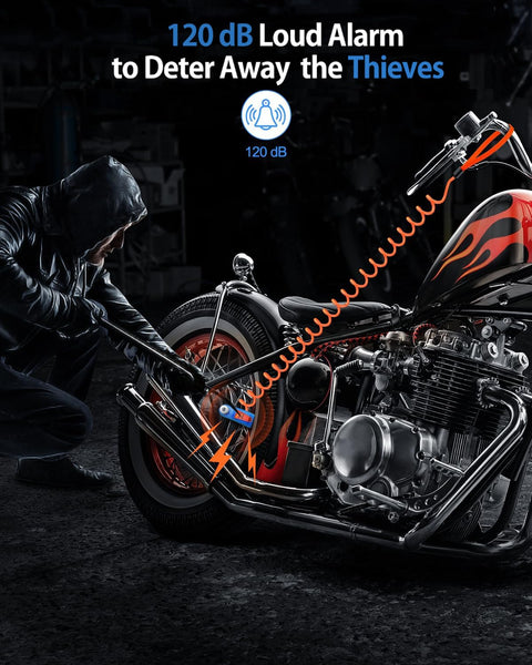 ZEXMTE Motorbike Disc Lock with Alarm, Rechargeable 120dB Anti-Theft Alarm with 5.9 FT Reminder Cable, Heavy-duty Motorcycles Locks Waterproof Disc Lock for Motorcycle, Bike, Scooter, E-Bike