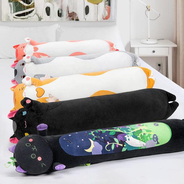 Mewaii 36in Long Cat Plush Pillows Stuffed Animals Squishy Pillows - Plushie Cute Kitty Sleeping Hugging Plush Pillow Soft Toys for Kids(Orange)