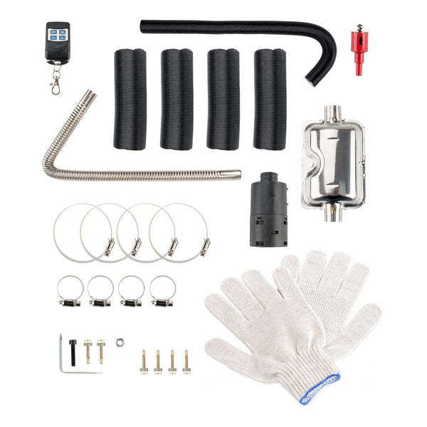 ShockFlo 12V 5KW Diesel Air Heater, All in One Parking Heater Kit with Remote Control, Silencer and LCD Display, Fast Heating, for RV Truck, Motorhomes, Boat, Bus, Car Trailer, Caravans