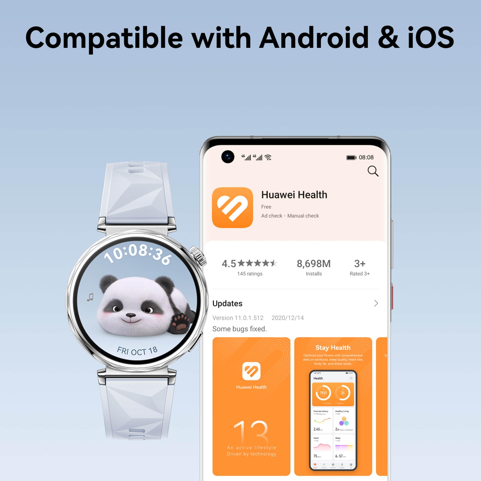 HUAWEI WATCH GT 5 46mm Smartwatch, Sharp-Edged Design, All-new Running and Cycling Sports, Health Tracking, up to 14 Days Battery Life, Compatible with iOS and Android, Blue