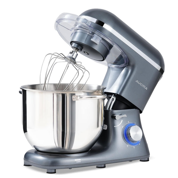 Aucma Stand Mixer, 6.2L Food Mixers for Baking, Electric Kitchen Mixers with Bowl, Dough Hook, Wire Whip & Beater (6.2L, Black)