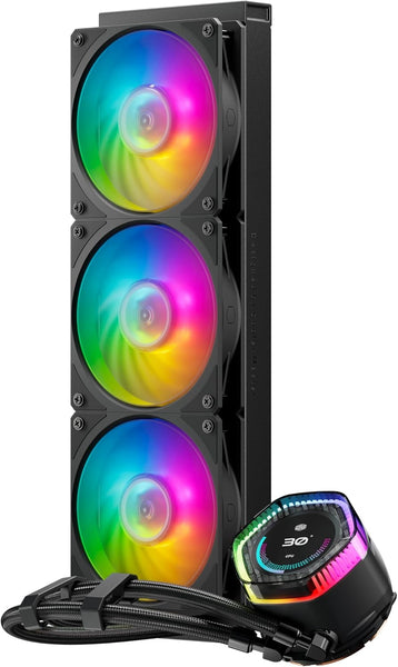 Cooler Master MasterLiquid 360 Ion CPU Liquid Cooler - 2.1" LCD Display, AIO Water Cooling System, Gen X Dual-Chamber Pump, Mobius 120P ARGB Fans, Addressable Gen 2 RGB, LGA1700 & AM5 Brackets