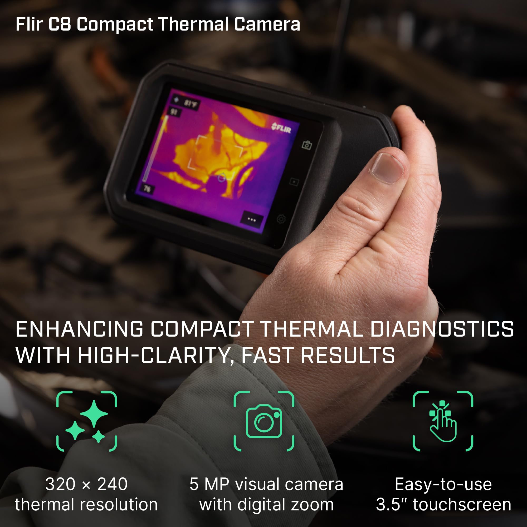 FLIR C5 Compact Thermal Imaging Camera with Wifi: High Resolution Infrared Imager for Inspection, Electrical/Mechanical, Building, and HVAC Applications