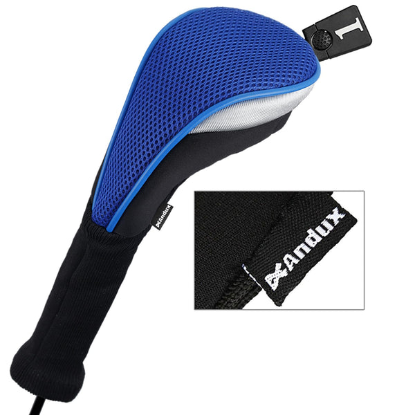 Andux 5pcs/Set Golf 460cc Driver Fairway Wood Club Head Covers Long Neck Black/Blue