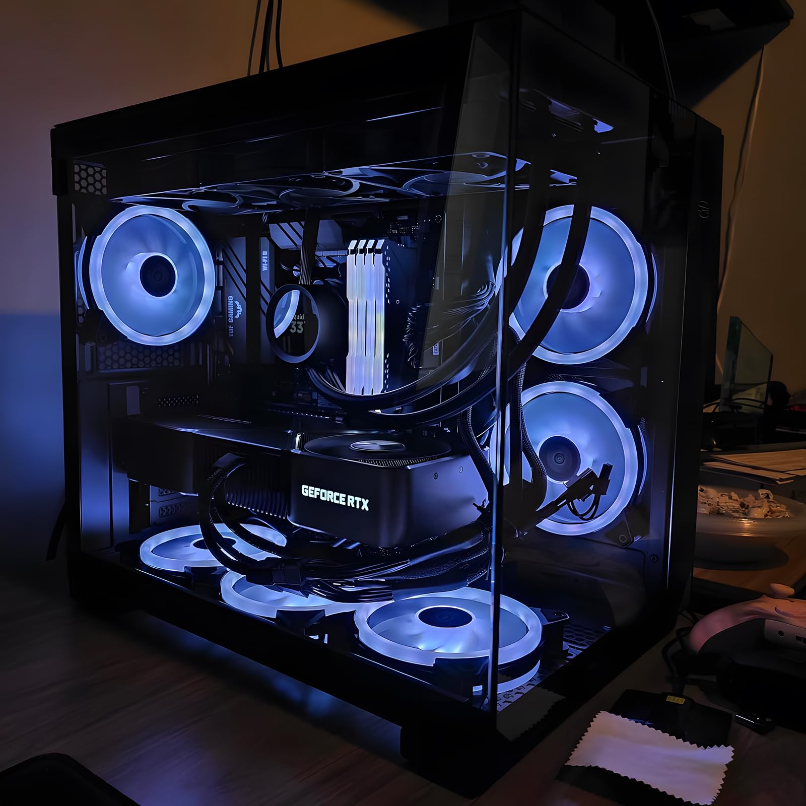 PCCOOLER CPS C3T500 AIRFLOW Mid-Tower ATX/M-ATX/ITX Case, Pre-installed 6 120mm PWM ARGB Fans,Column-Free Design,270° Full View Tempered Glass,360MM Radiator&400MM GPU Support,Easy Installation,WH