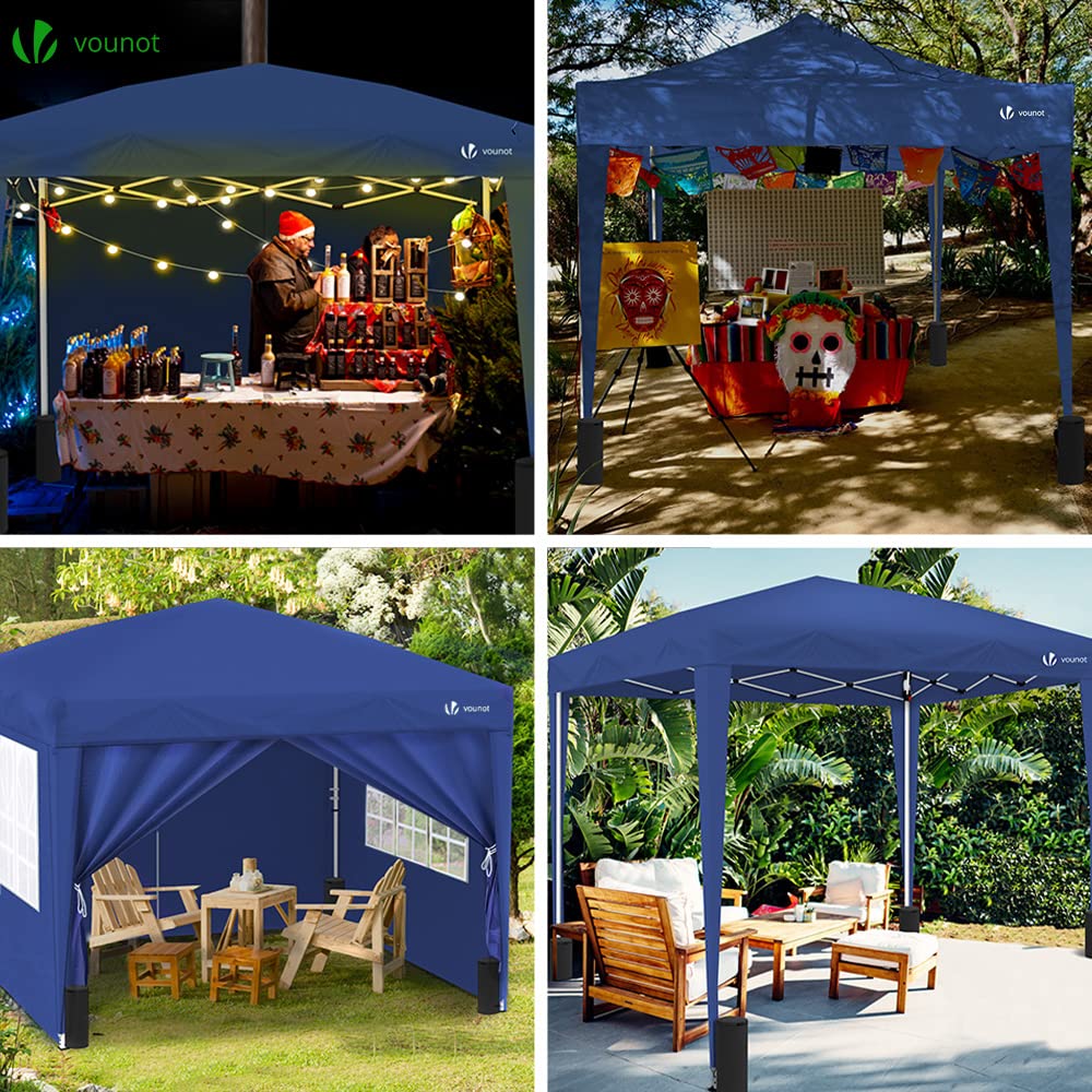 VOUNOT 3m x 3m Pop Up Gazebo with Sides & 4 Weight Bags & Carry Bag, Marquee Garden Party Tent Outdoor, Grey