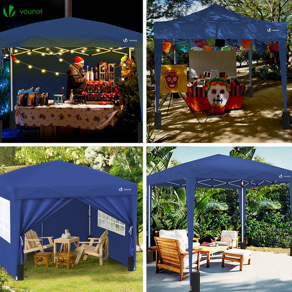 VOUNOT 3m x 3m Pop Up Gazebo with Sides & 4 Weight Bags & Carry Bag, Marquee Garden Party Tent Outdoor, Grey