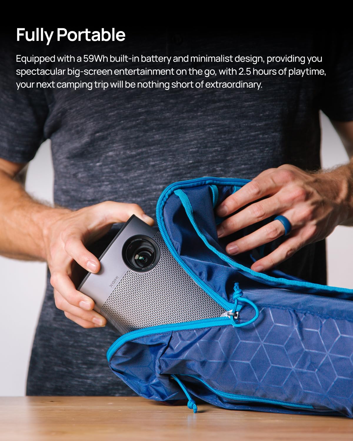 XGIMI Halo+ 1080P Portable Projector, 4K Input Supported, 700 ISO Lumens with Integrated Harman Kardon Speaker, Auto Focus&Keystone,ISA Technology, Android TV 10.0, Wireless Casting WiFi Bluetooth