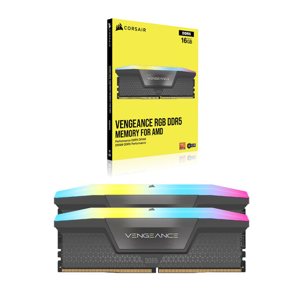 CORSAIR VENGEANCE RGB DDR5 32GB (2x16GB) DDR5 6000MHz CL30 AMD EXPO Intel XMP iCUE Compatible Computer Memory – Gray (CMH32GX5M2B6000Z30K)