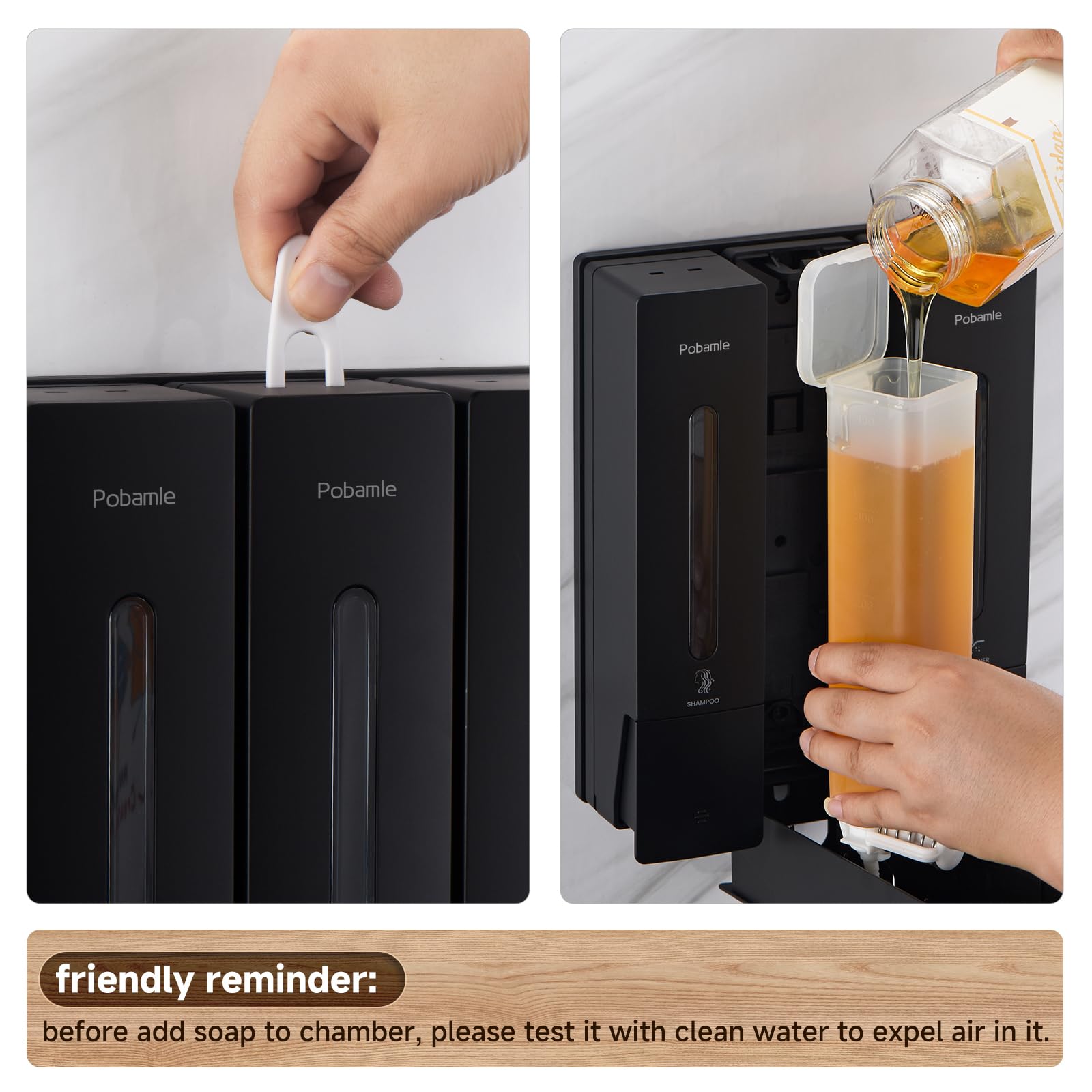 1984 Shower Soap Dispenser Bathroom Set Shampoo Conditioner Body Wash Wall Mounted 3 Chamber No Drill for Home Star Hotel 3 x 400ml Black