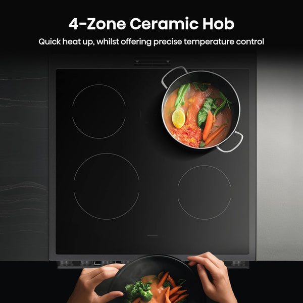 Hisense HDUKC60B 60cm Electric Cooker with Ceramic Hob-Black, A Rated Double Oven 50L/80L [Energy Class A]