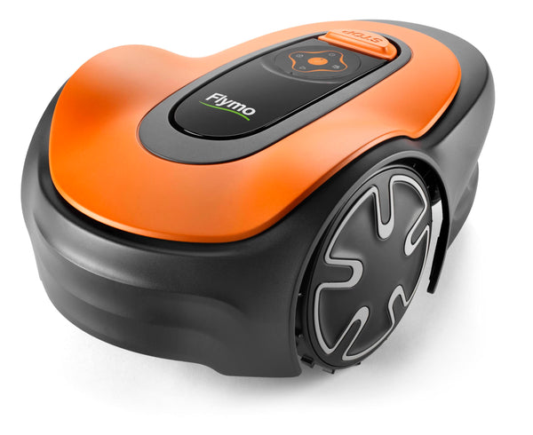 Flymo EasiLife 250 GO Robotic Lawn Mower - Cuts Up to 250 sq m, Ultra Quiet Mowing, Manicured Lawn, Bluetooth Application Control, Safety Sensors, Hose Washable, Lifestyle Functions, Orange and Grey