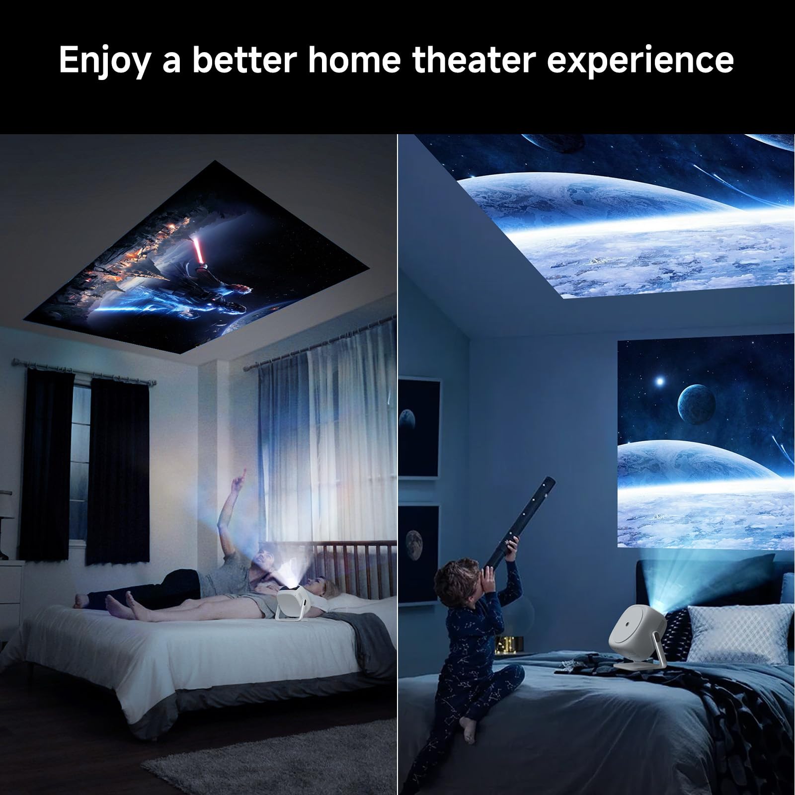 [360°Adjustable Stand] Mini Projector with WiFi and Bluetooth: Electric Focus & Auto Keystone 1080p Supported, 15000L,Phone Projector - 2025 Upgraded Visulapex Portable Home Theater