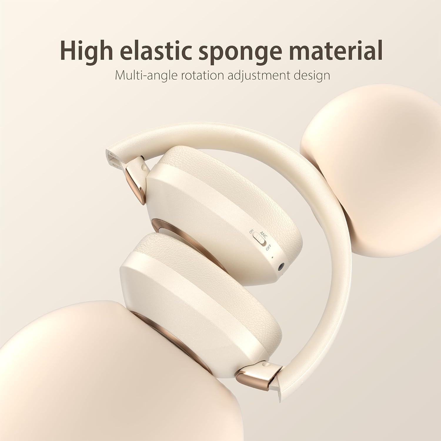 Active Noise Cancelling Wireless Headphones, 100H Playtime with Microphone, Over- Ear Bluetooth Headphones with Deep Bass,Fast Charging for Travel,Office,Home