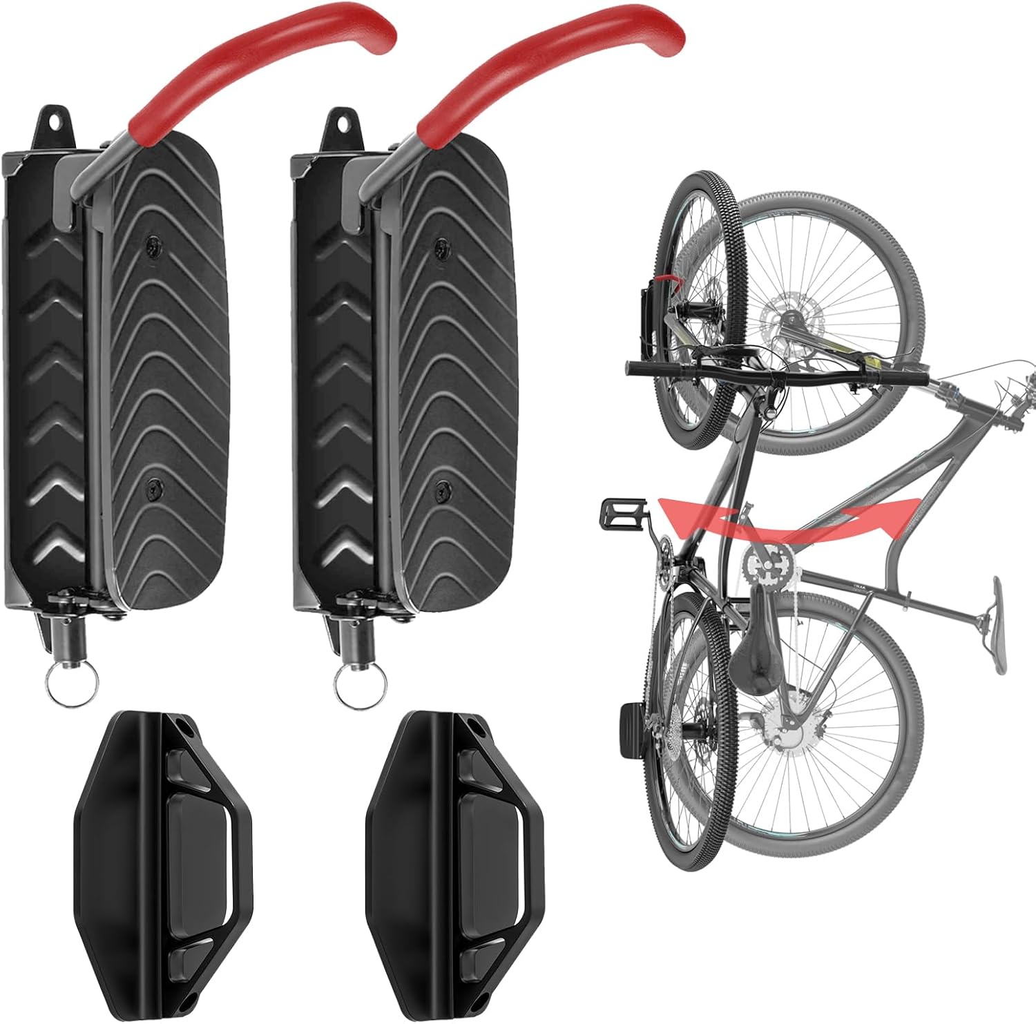 Domigard Swivel Bike Wall Mount,Vertical Bike Rack Wall Hanger Holds up to 66lbs,Bike Hangers MTB & Road Bike for Garage, Easy to Install (2 Pack)