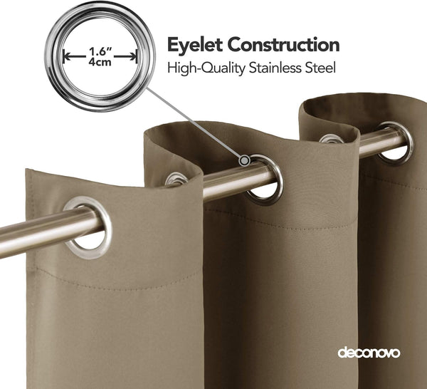 Deconovo Blackout Curtains Eyelet Super Soft Thermal Insulated Ring Top Blackout Curtains for Nursery 46 x 54 Drop Inch Dark Grey 2 Panels