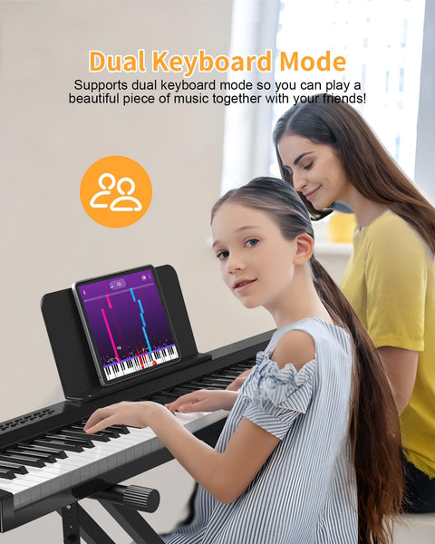 OYAYO 88 Key Digital Piano Full Size Semi-Weighted Keys, Complete Bundle Includes Double X Stand, Travel Bag, Touch Sensitivity Portable Keyboard for Beginners and Musicians on the Road