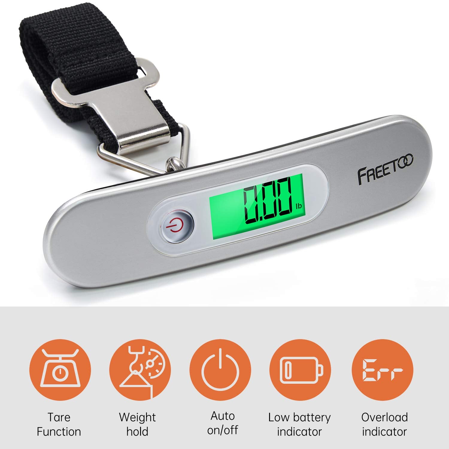 FREETOO Luggage Scale Portable Digital Weight Scale for Travel Suitcase Weigher with Tare Function 110 Lb/ 50Kg Capacity Red