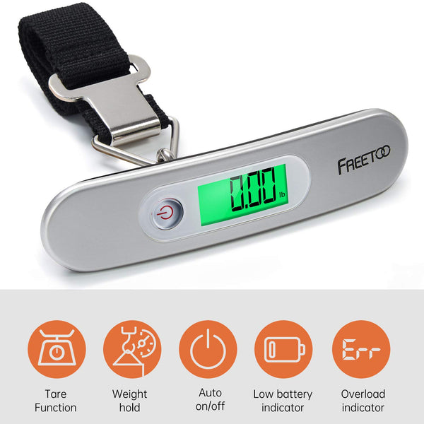 FREETOO Luggage Scale Portable Digital Weight Scale for Travel Suitcase Weigher with Tare Function 110 Lb/ 50Kg Capacity Red