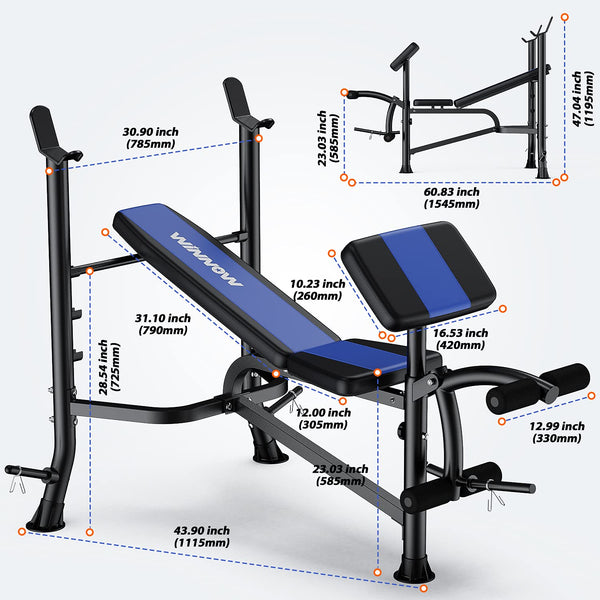 WINNOW Adjustable Weight Bench with Leg Extension and Preacher Curl Home Training Gym Weight Lifting Bench Full-Body Workout Bench Bench Press