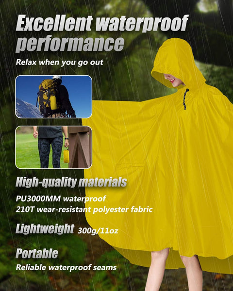 Victoper Waterproof Poncho Adult, Reusable Rain Poncho Adult Waterproof Poncho Waterproof Adult Lightweight Waterproof Raincoat for Outdoor Hiking Camping Cycling Traveling