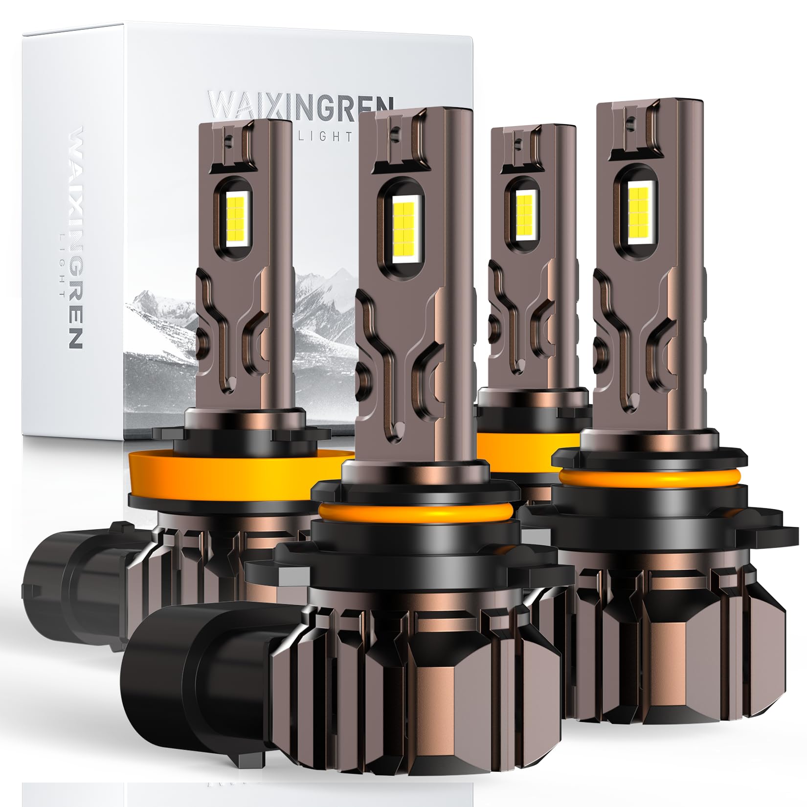 WAIXINGREN H4 Led Headlight Bulbs, 6500K Cool White, 60W 26000LM H4 Headlight Bulbs led with Fan, No Adapter Required, Plug and Play Easy Installation, Pack of 2 (H4/9003/HB2)