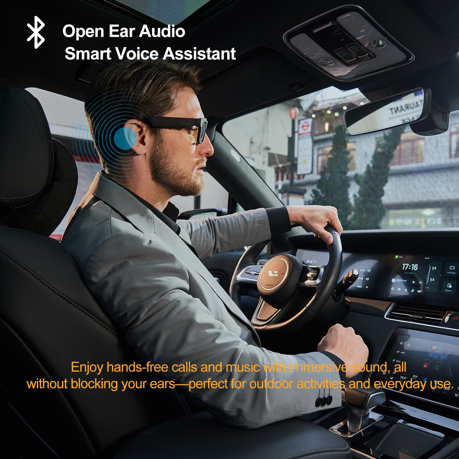 OhO Smart Glasses,128G Camera & Bluetooth Sunglasses with Open Ear Speaker Headset Headphone, Indoor&Outdoor Sports,Polarized UV Protection,For Men Women