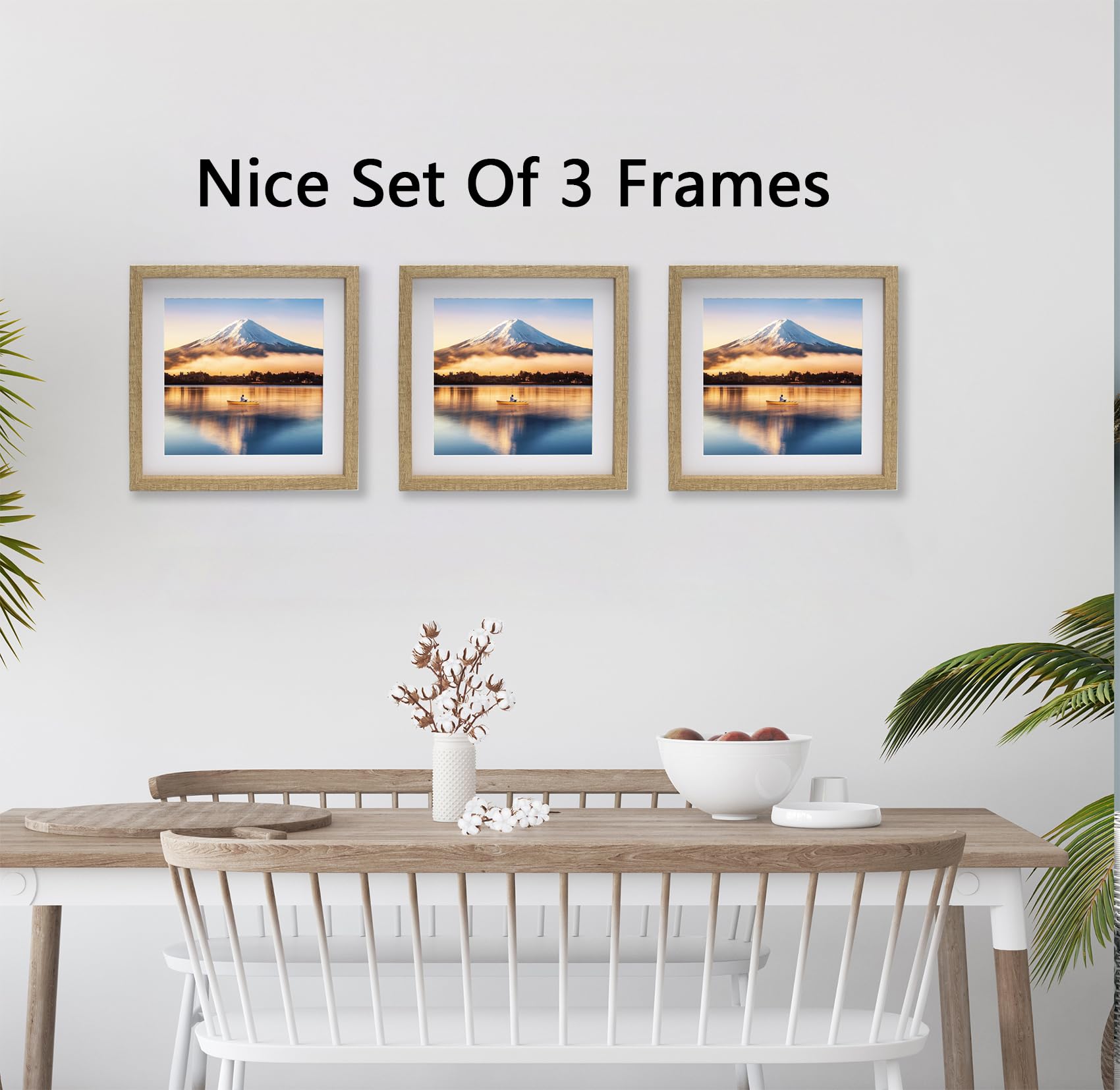 Black 50x70cm Boxed Picture Frames Set of 3 with Mounts for 40x60cm, 70x50cm poster frame with Acid Free mount for 40x60cm photo (Black 3Pack)